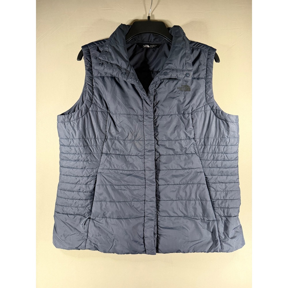 The North Face Womens Navy Blue Quilted Puffer Vest XL Snap Front Lightweight